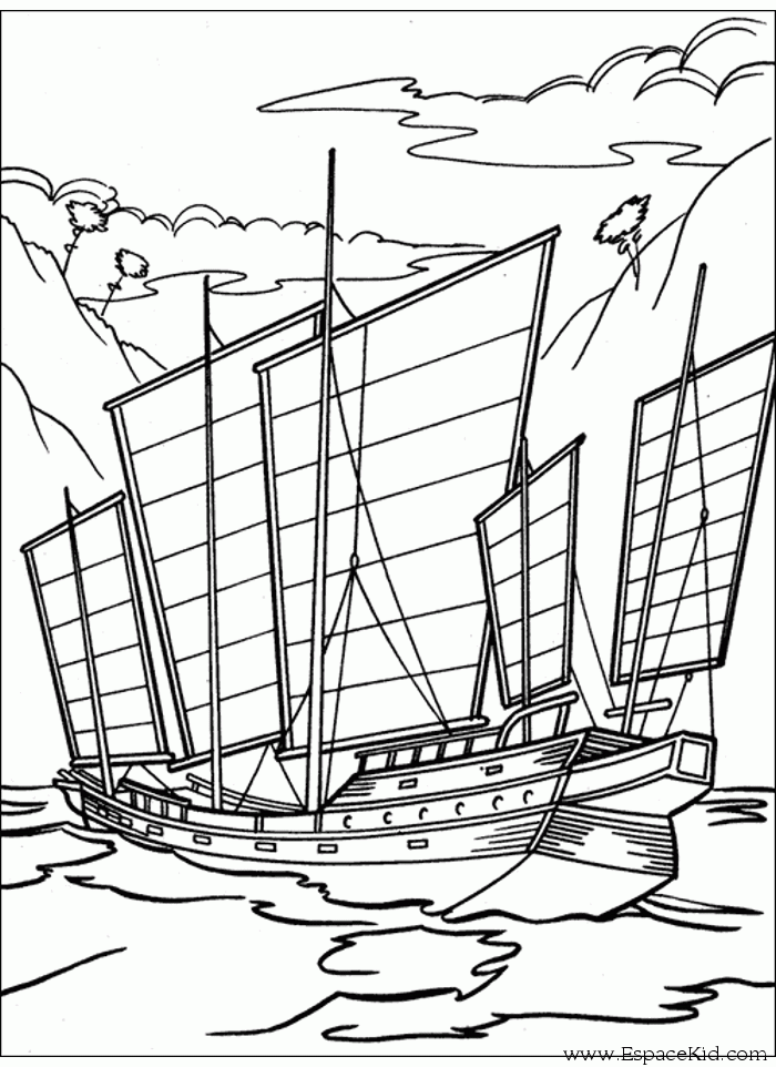 dessin à colorier bateau pirate gratuit imprimer