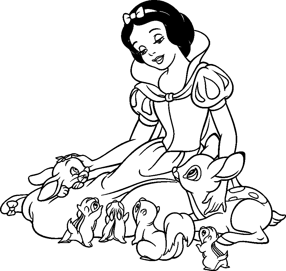 Élégant Coloriage Blanche Neige Et Les Animaux