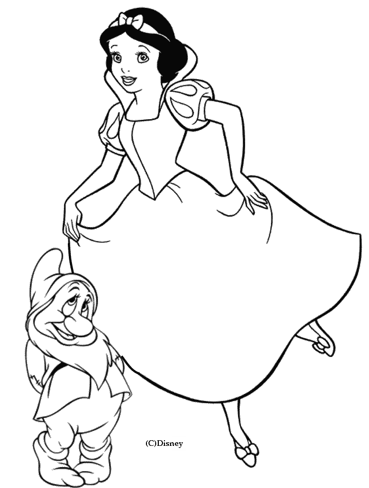 coloriage  dessiner blanche neige sept nains gratuit