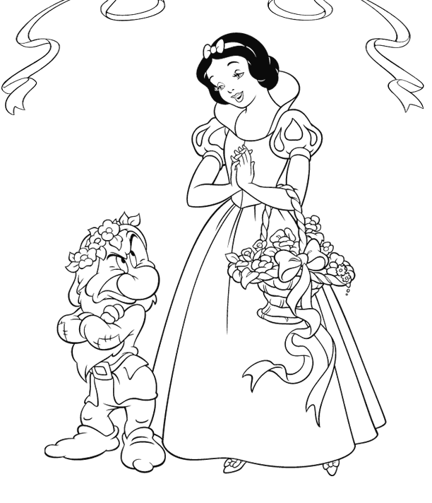 jeux coloriage  dessiner blanche neige sept nains