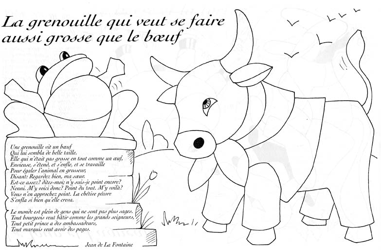 coloriage ane et boeuf