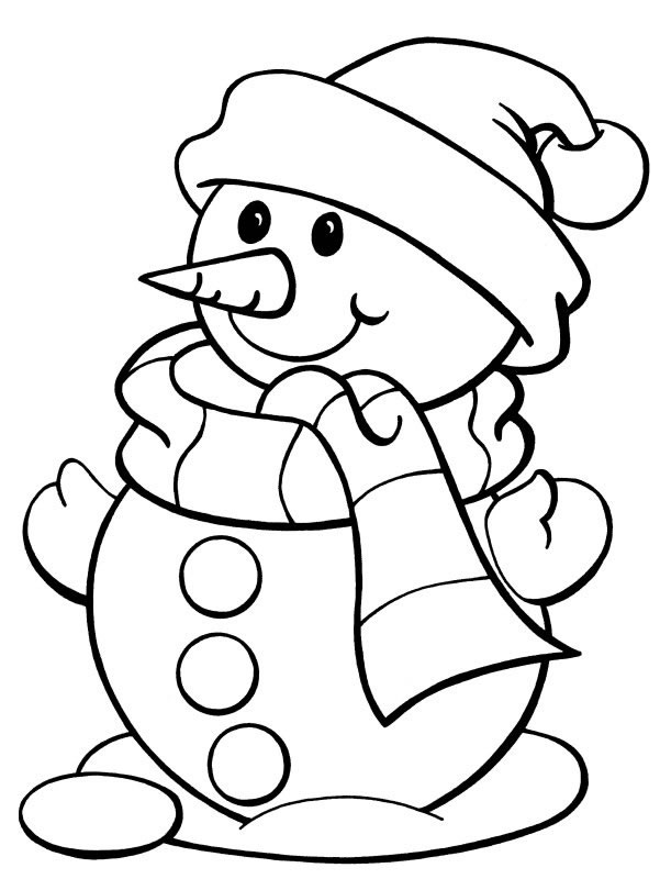 coloriage sapin et bonhomme de neige