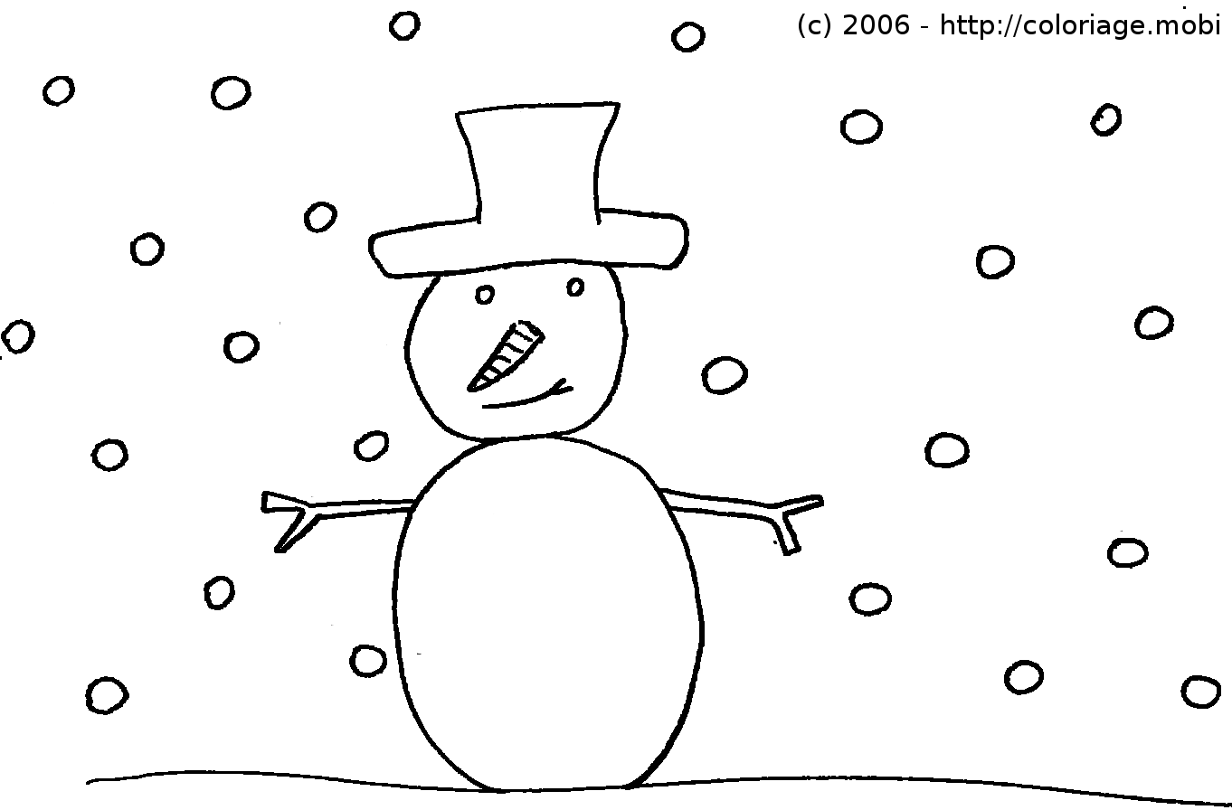 dessin � colorier cod� bonhomme de neige