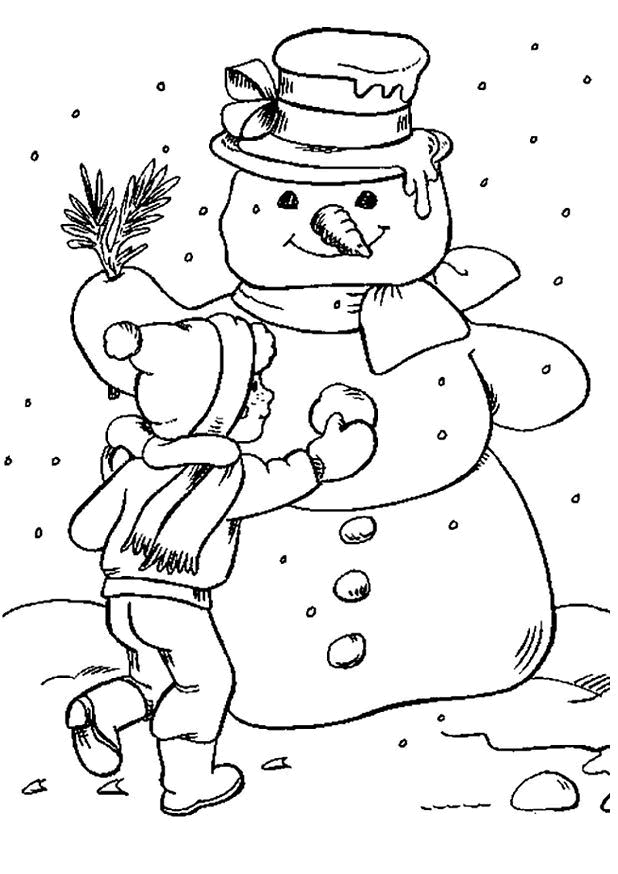 coloriage d'un bonhomme de neige a imprimer