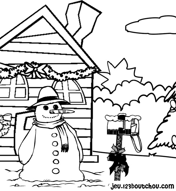 bonhomme de neige a colorier