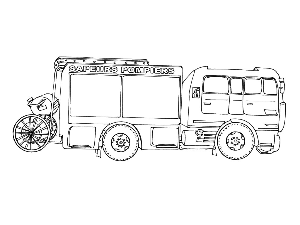 dessin camion pompier à imprimer