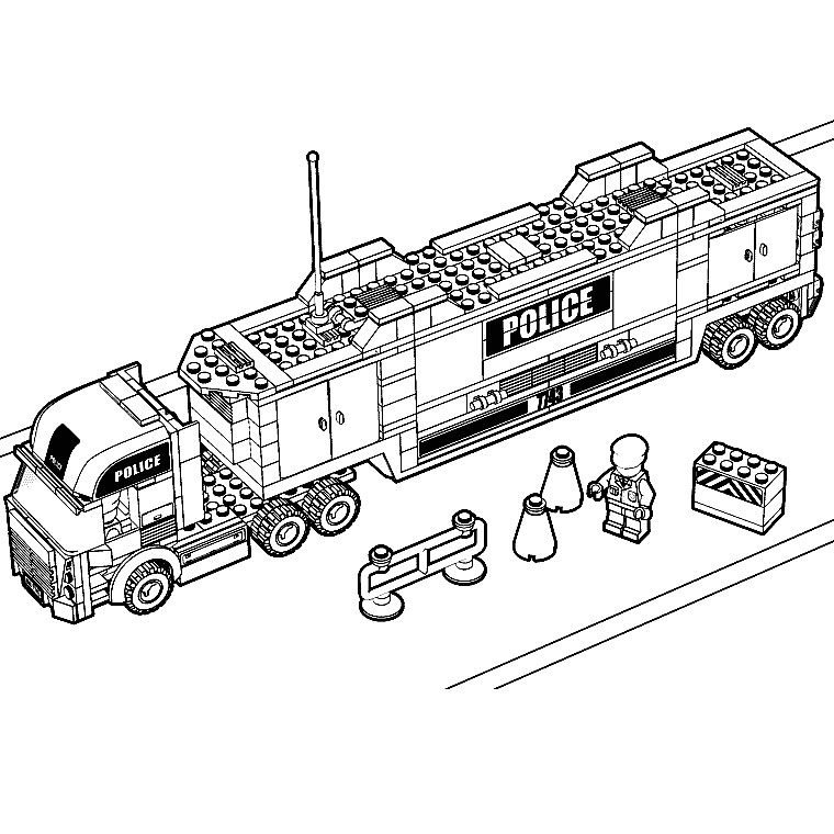 coloriage à dessiner camion de sam le pompier