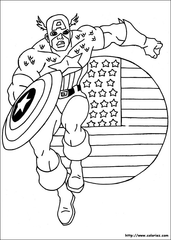 coloriage à dessiner bouclier captain america