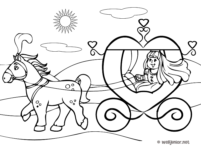 coloriage carrosse avec chevaux