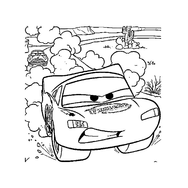 un dessin à colorier de cars