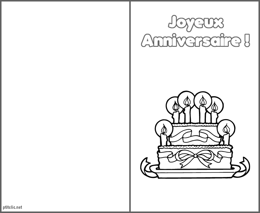 carte anniversaire a colorier