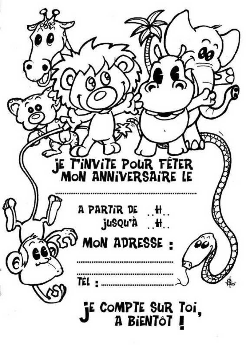 coloriage a dessiner carte d invitation anniversaire