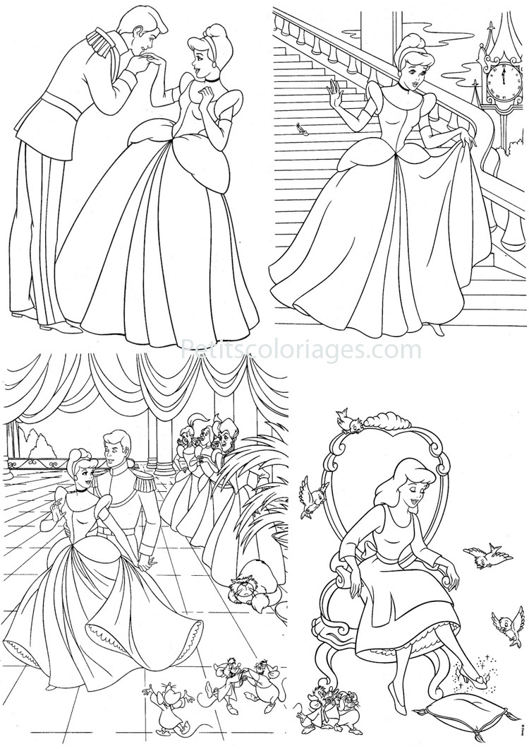 dessin ƒ colorier cendrillon et son prince charmant coloriage princesse cendrillon imprimer