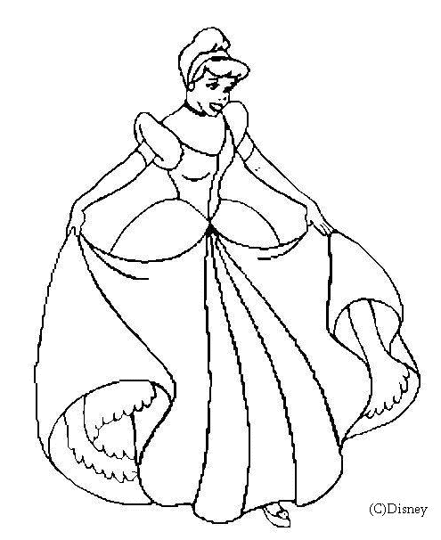 coloriage à dessiner de cendrillon en robe de mariée