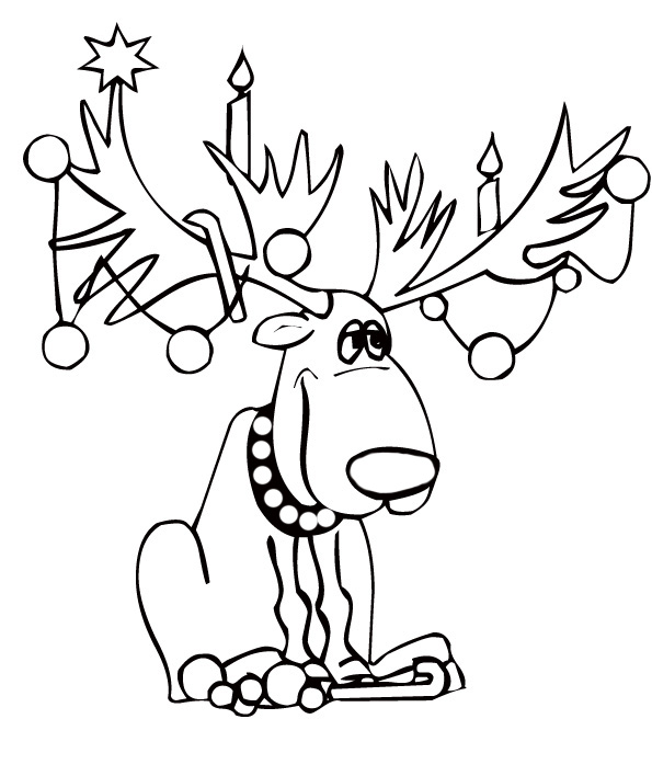 19 dessins de coloriage Cerf De Noel à imprimer