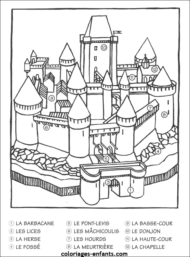 coloriage d'un chateau fort