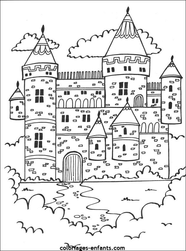 dessin à colorier chateau fort a imprimer gratuit