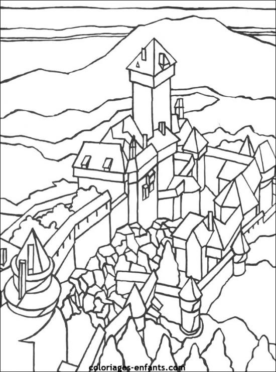 coloriage à dessiner magique chateau fort maternelle