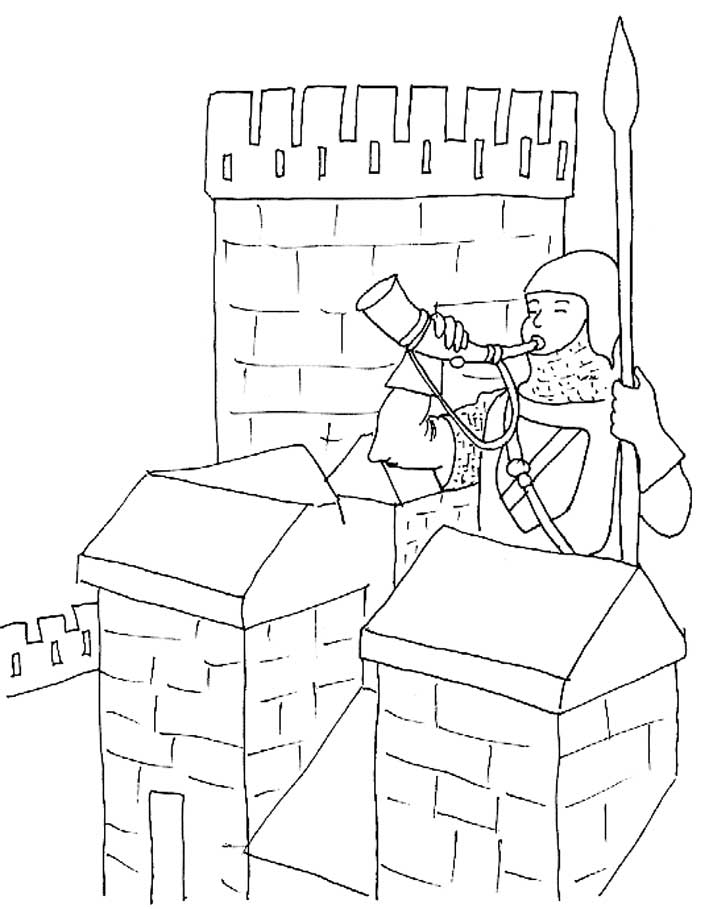 dessin Ã colorier chateau fort moyen age