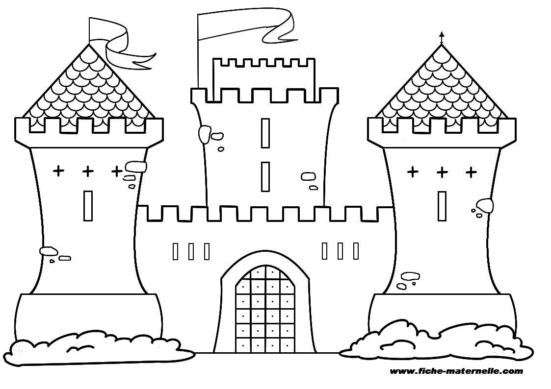 dessin à colorier chateau fort du moyen age