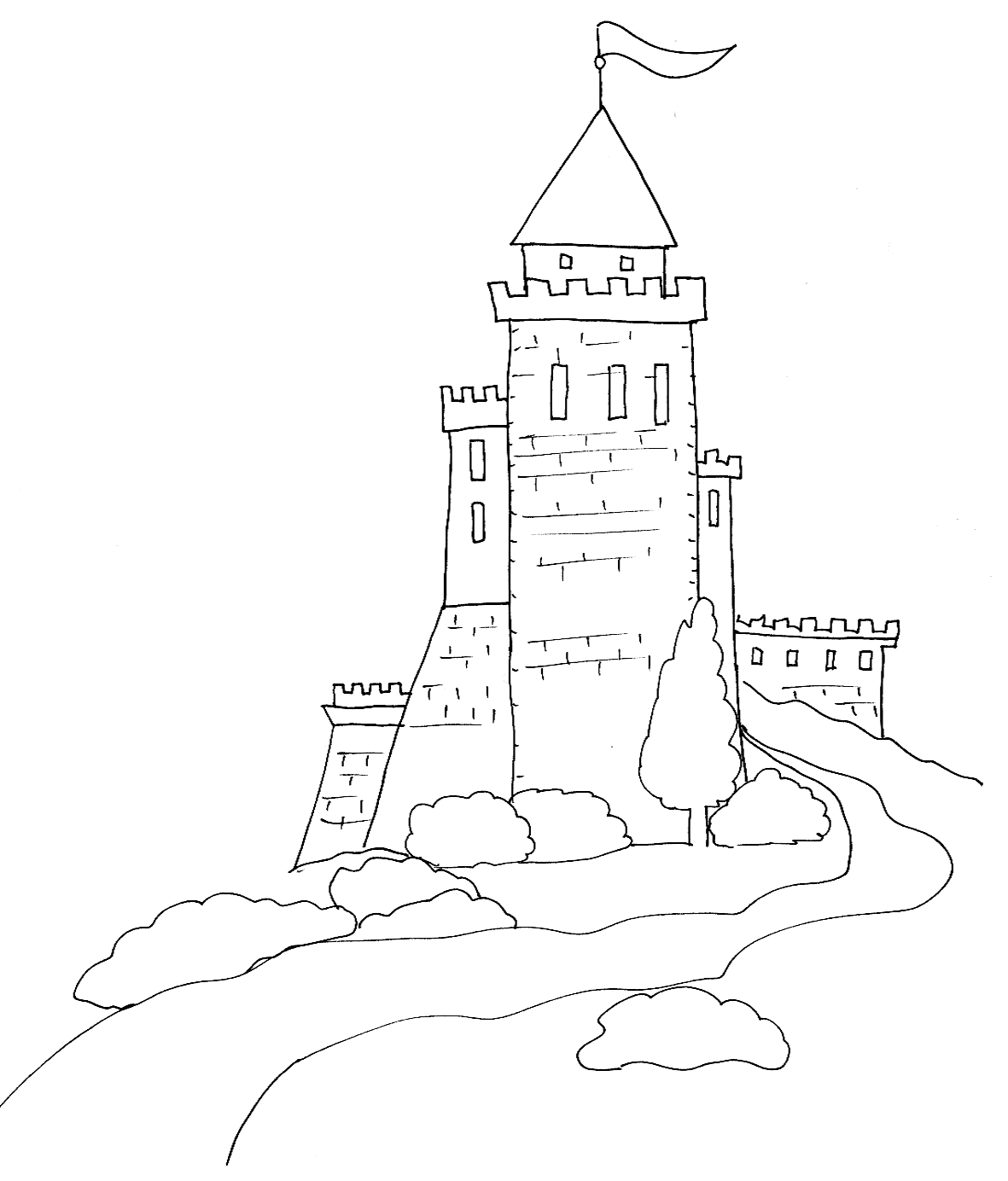 coloriage � dessiner magique chateau fort