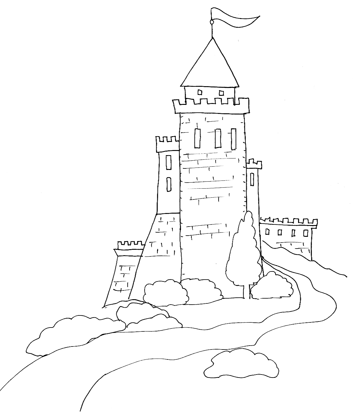 coloriage à dessiner magique chateau fort