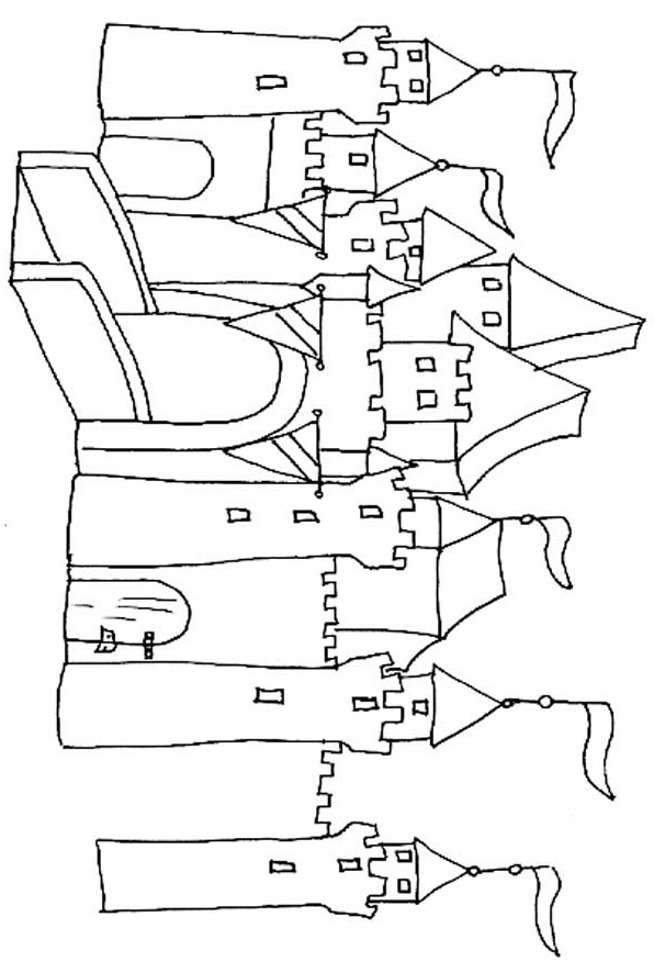 modele dessin à colorier chateau fort