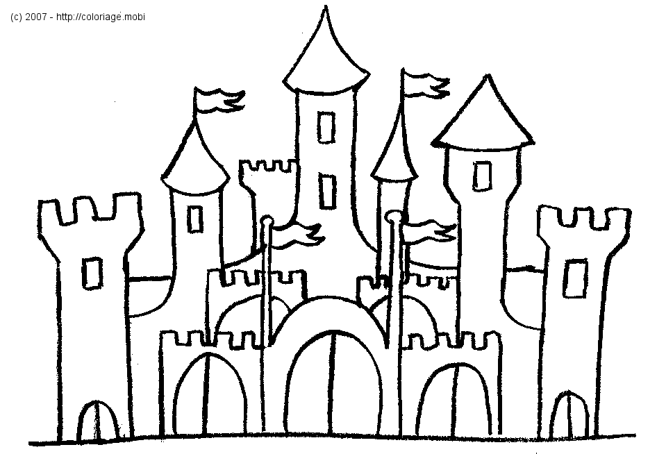 dessin  colorier+cod+chateau maternelle