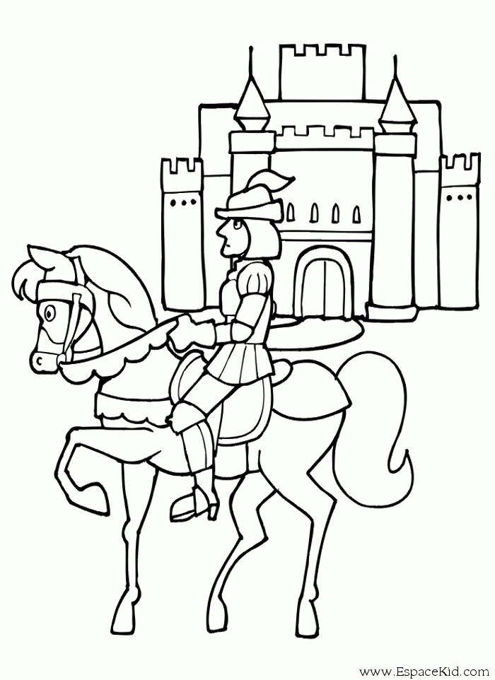 coloriage chevalier chateau fort