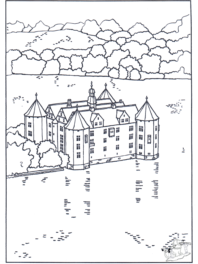 dessin à colorier chateau à imprimer