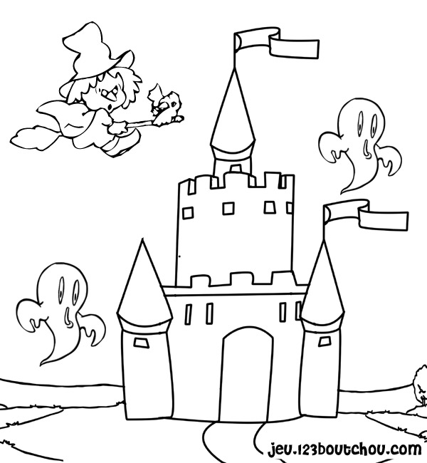 dessin à colorier chateau imprimer gratuit