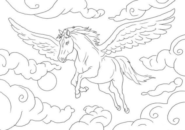 coloriage cheval pegase