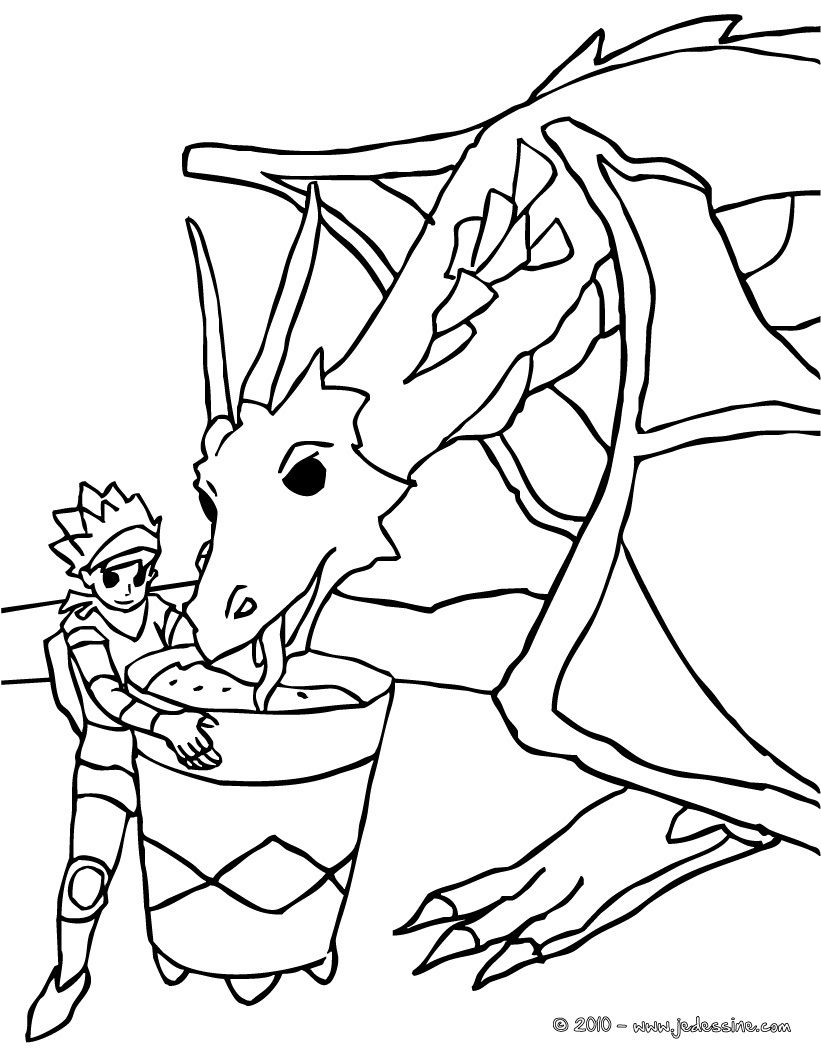 coloriage chevalier dragon