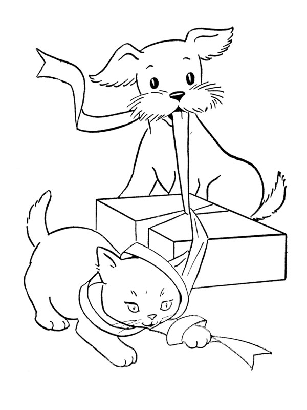 coloriage chien chat