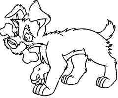 coloriage chien dans sa niche