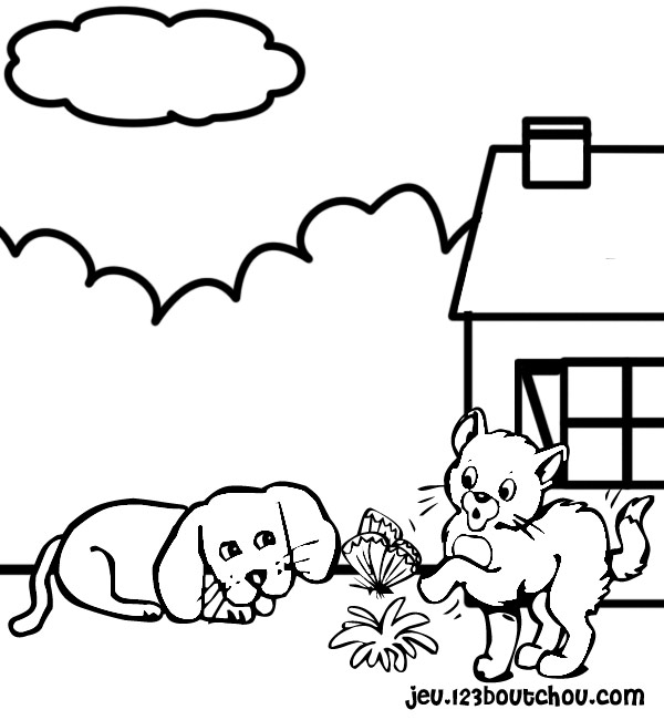 coloriage chien et cheval