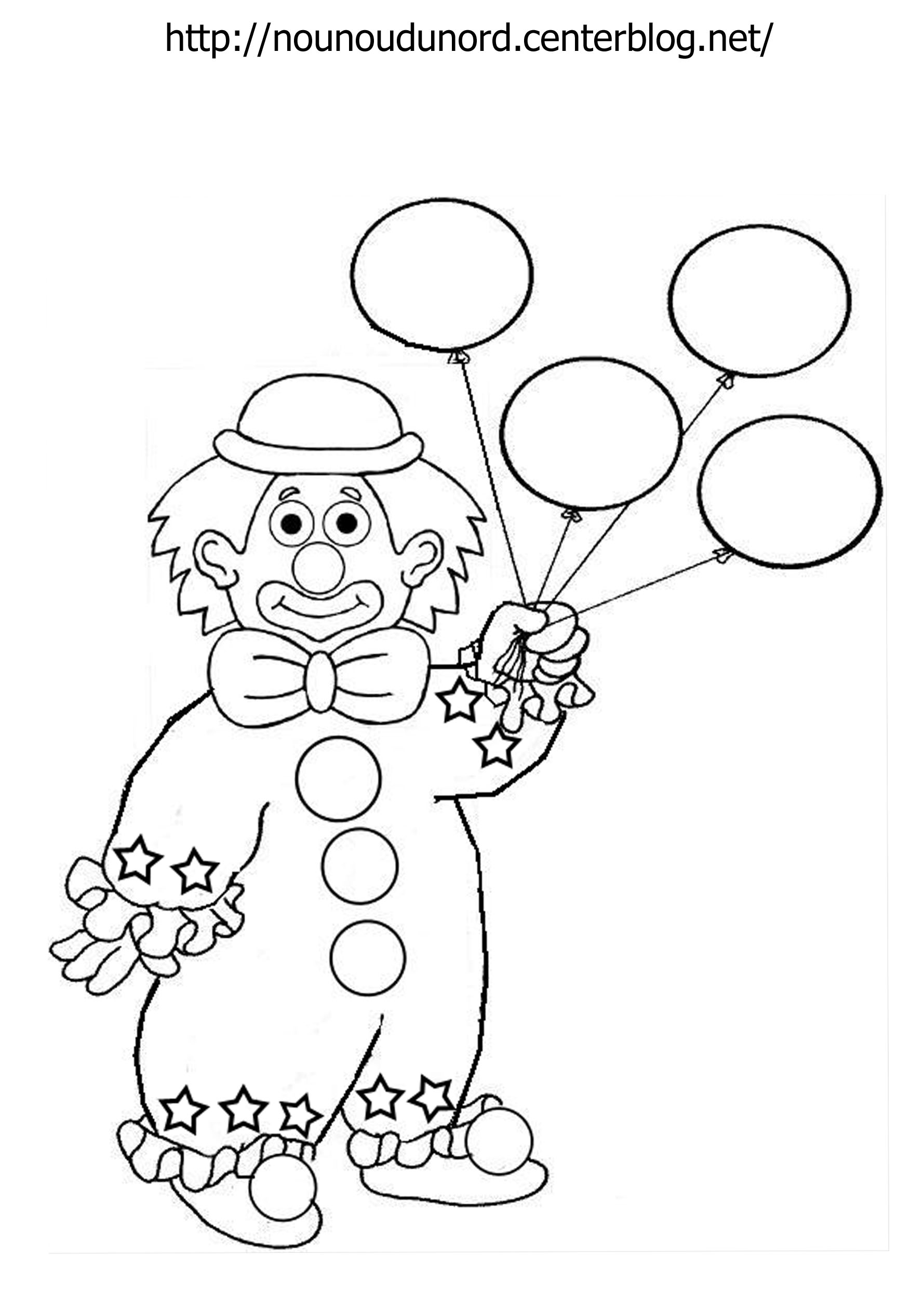 dessin clown blanc coloriage clown avec ballons