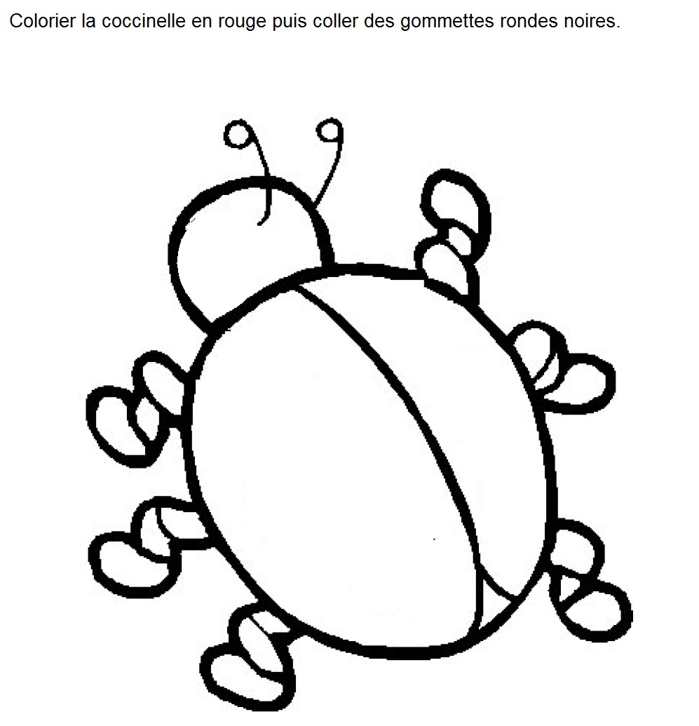 coloriage coccinelle sur une feuille