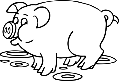dessin à colorier cochon rigolo