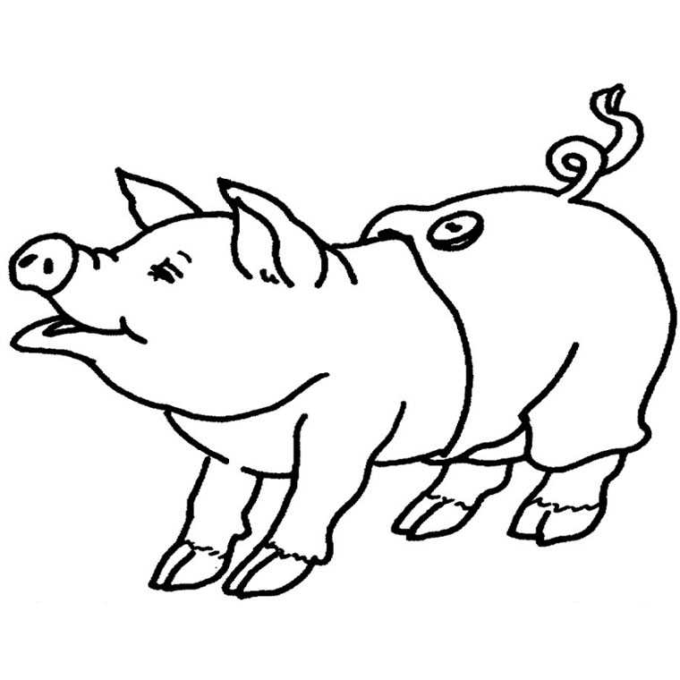 coloriage  dessiner cochon pendu au plafond