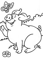 dessin à colorier cochon dans la boue