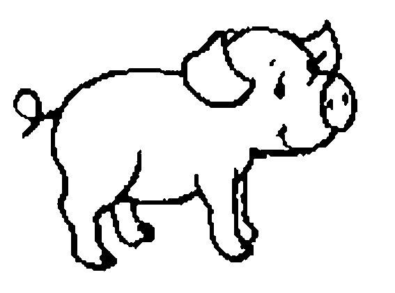 dessin  colorier un petit cochon pendu au plafond