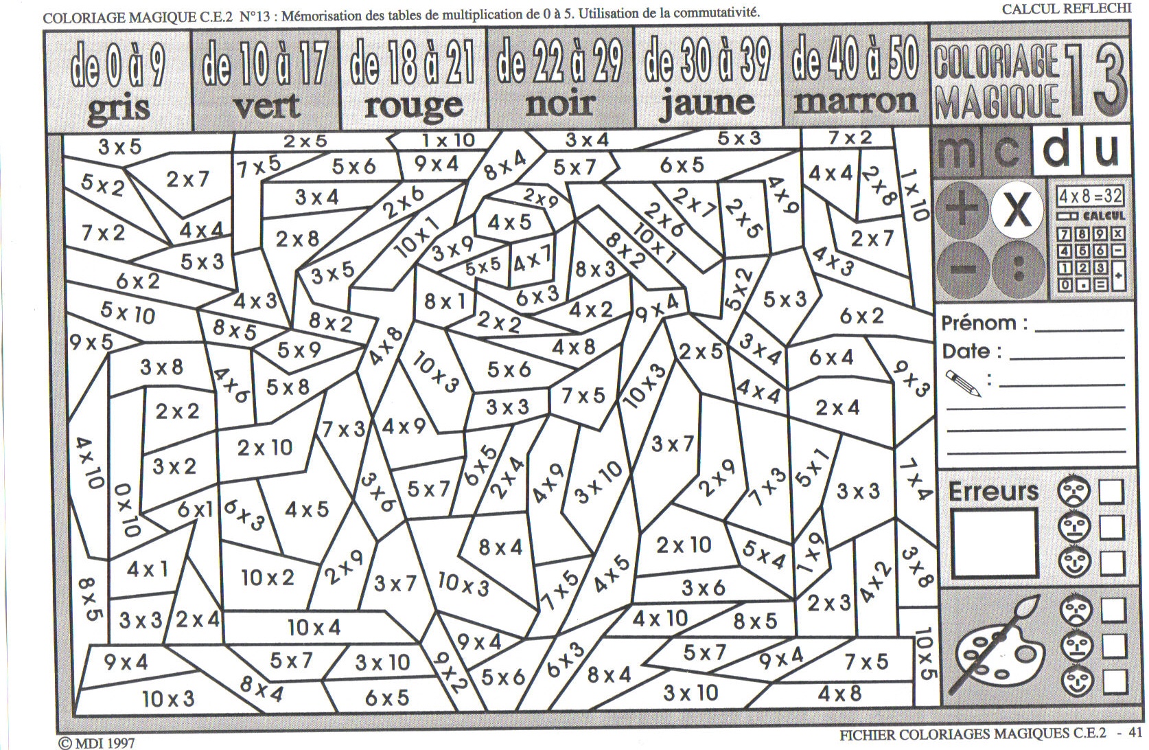 coloriages magiques les multiplications