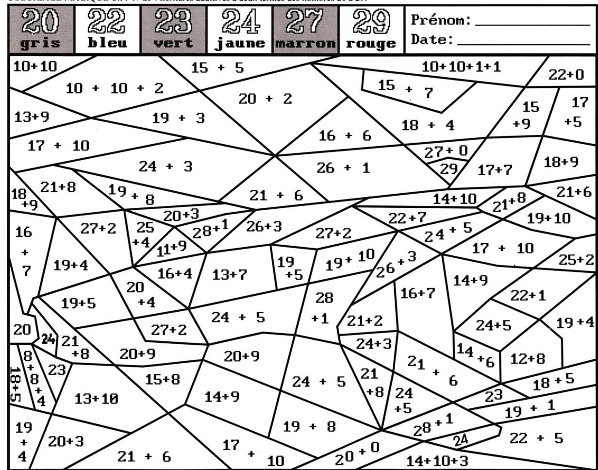 coloriage magique ce2 maths - Fiches coloriage magique