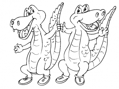 dessin à colorier crocodile rigolo