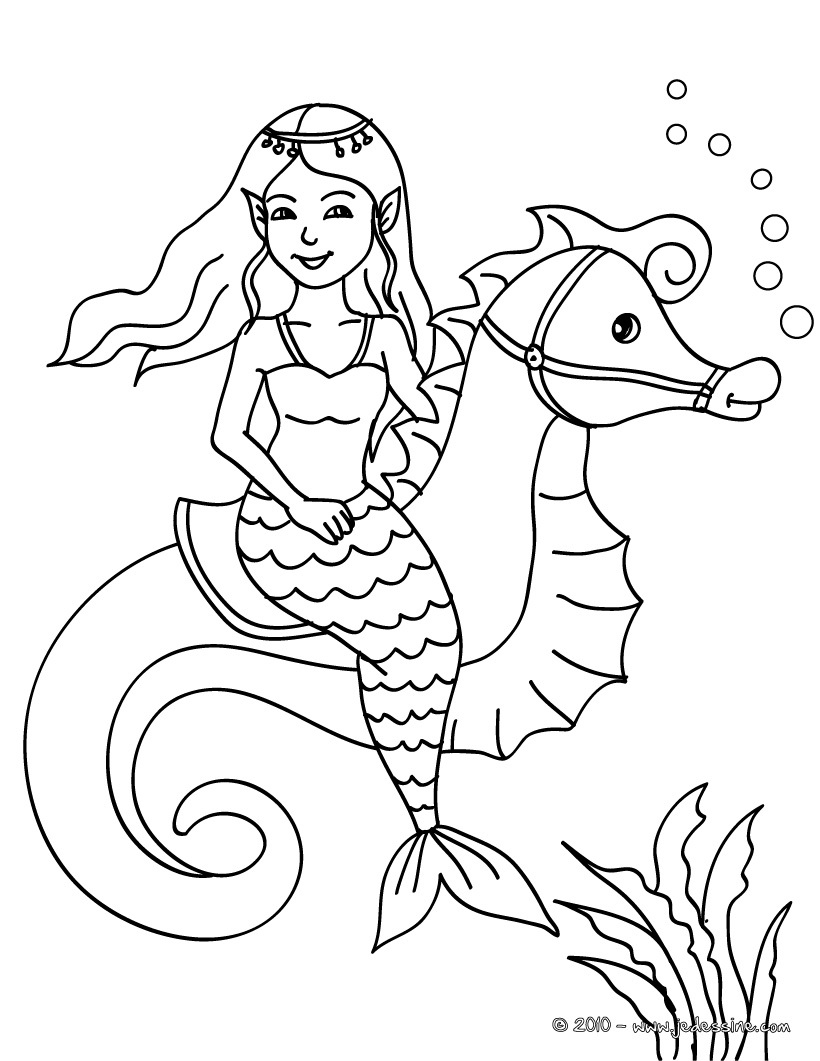 19 dessins de coloriage Dauphin Sirene à imprimer