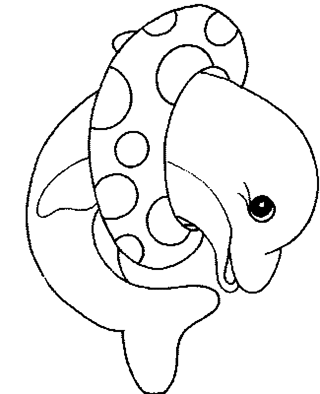 dessin à colorier dauphin coeur