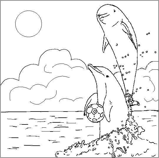 dessin à colorier de dauphin sur hugo l'escargot