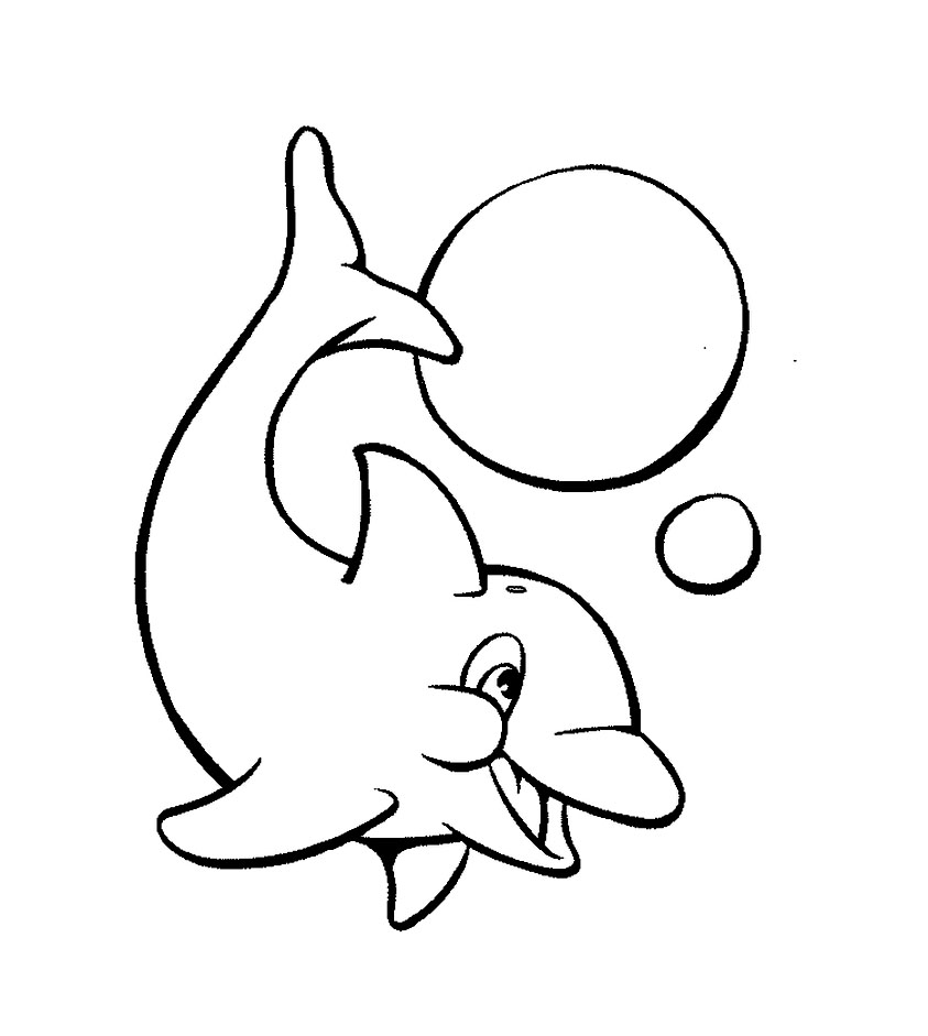 dessin à colorier de dauphin gratuit