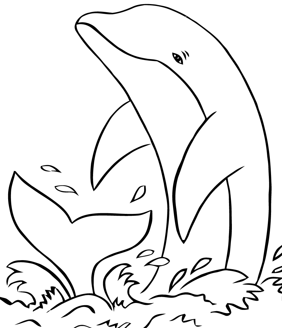 dessin à colorier dauphin et baleine